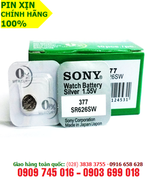 Sony SR626SW-377; Pin đồng hồ đeo tay 1,55v Silver Oxide Sony SR626SW-377 chính hãng